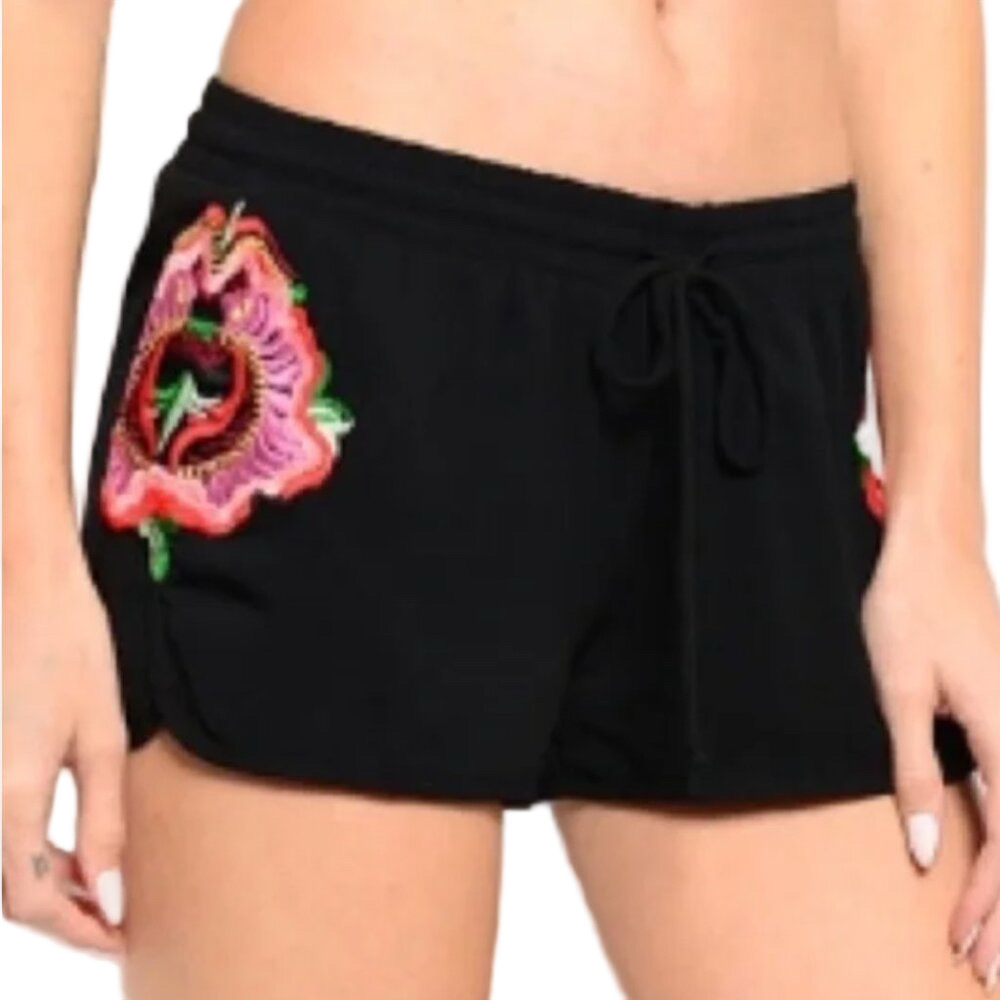 🏷 NWT Hippie, Chic, Boho Black Embroidered Shorts